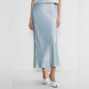 Aritzia — Babaton Dew Blue Slip Satin Maxi Skirt